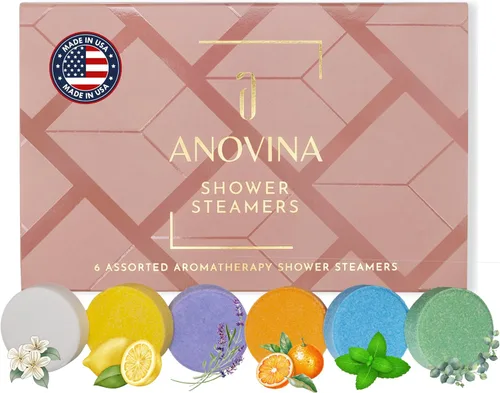 Anovina Caja de regalo de aromaterapia hecha en Estados Unidos, regalos de cuidado personal para mujeres y hombres, bombas de ducha totalmente