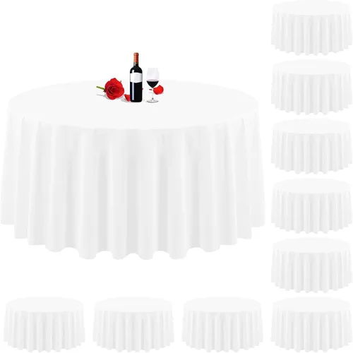 Miniatura 18 de Paquete de 10 manteles rectangulares de 60 x 102 pulgadas, color beige para mesas rectangulares de 6 pies, mantel rectangular de tela de poliéster