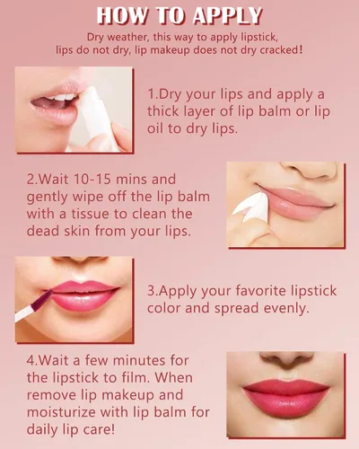 Miniatura 4 de Lápiz labial líquido mate para mujeres - 2 unidades, rosa nude y rojo vino, tinte labial altamente pigmentado, brillo labial mate aterciopelado