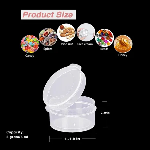 Miniatura 2 de 50 tarros de plástico para cosméticos de 0.18 oz/0.2 fl oz, estuche transparente con tapas a presión, portátil, almacenamiento de viajes, muestras