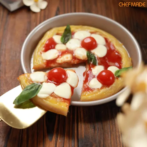 Miniatura 4 de CHEFMADE Bandeja para pizza, 7 pulgadas antiadherente para panqueques para hornear al horno (oro champán)