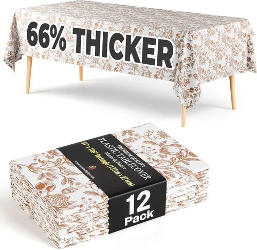 Miniatura 95 de Exquisite 66% Thicker Premium Plastic Table Cloth Rectangle Table Cover 0.5 Mil 6 Pack Aqua Table Cloth 54 Inch x 108 Inch Disposable Tablecloth