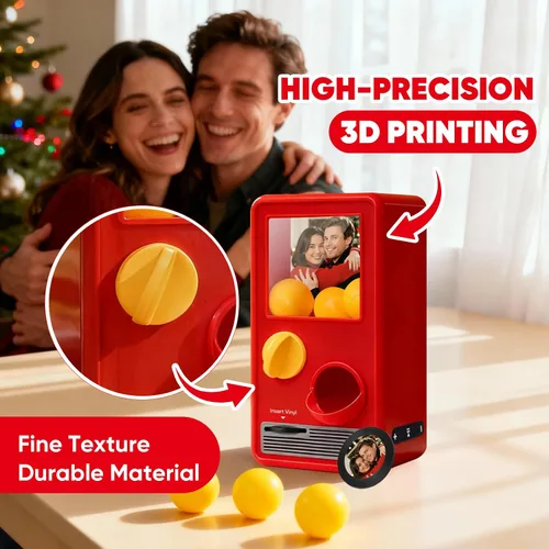 Miniatura 5 de Máquina de música Gachapon personalizada, mini reproductor de vinilo personalizado de canciones de Spotify y fotos, caja de música interactiva retro