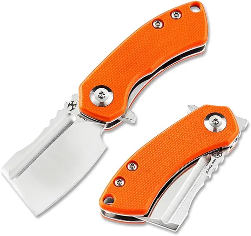 Miniatura 9 de KANSEPT Knives Mini Korvid Cleaver Mini cuchillo de bolsillo para hombre, 1.45 pulgadas, hoja negra lavada a la piedra de 60.6 in, jade G10