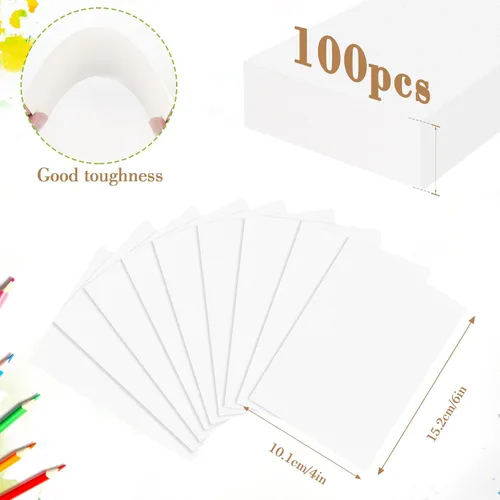 Miniatura 2 de 100 PIEZAS 4x6 Papel de Acuarela a Granel, 140 lb/300 g Papel Grueso Prensado en Frío para Niños y Adultos, Papel de Arte Blanco para Dibujo