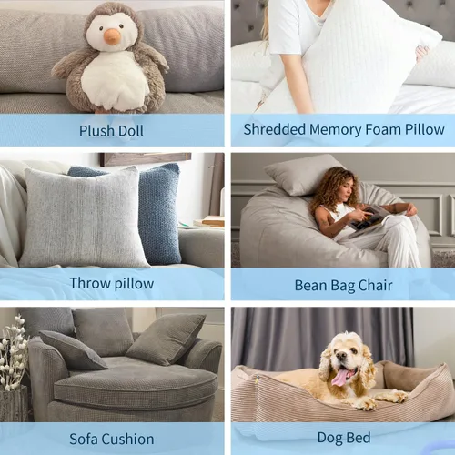 Miniatura 6 de Relleno para Puf, 4.5kg de Espuma Viscoelástica Triturada, Relleno Suave de Puf para Sofá, Cojín, Animales de Peluche, Cama de Perro, Artes y Azul