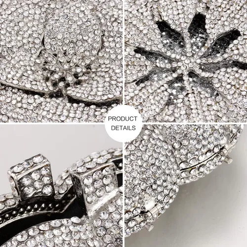 Miniatura 5 de Bolso de noche para mujer, bolso de embrague de cadena de metal con diamantes de imitación Fashion, AAA Rhinestone, Metal Chain