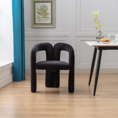 Miniatura 2 de Modernas sillas de comedor de terciopelo tapizadas, con respaldo curvado, cómoda silla auxiliar para cocina, comedor, sala de estar