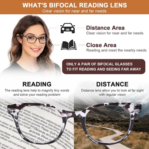 Miniatura 4 de AQWANO Lentes de lectura bifocales con estilo de moda, protección anti UV400, lectores de calidad ligera, bisagra de resorte bifocales, para hombres