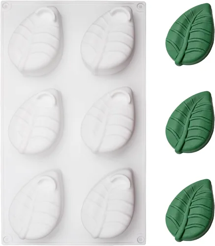 Moldes de hojas de silicona, moldes de mousse en forma de hojas de 6 cavidades para chocolate, dulces, pudín, mousse, pasteles, decoración de