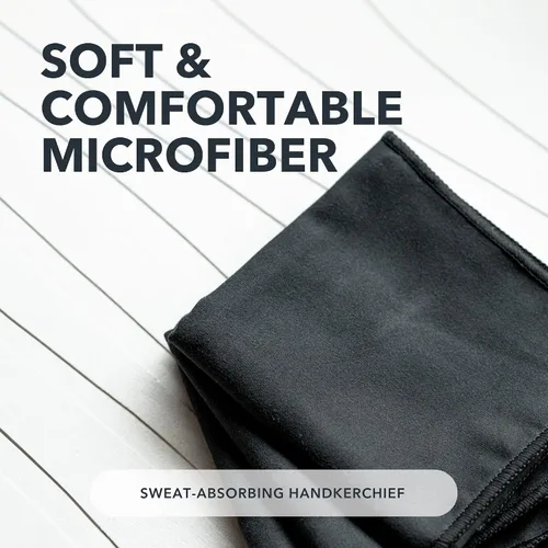 Miniatura 6 de SweatBlock Pañuelos de microfibra que absorben el sudor para hombres y mujeres de 10 x 10 pulgadas, paquete de 5 unidades, color negro