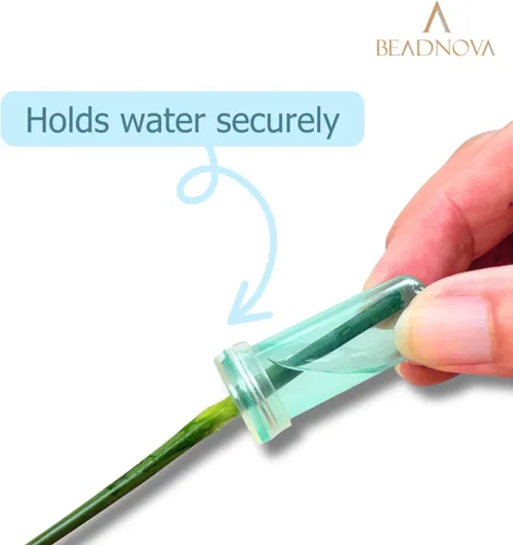Miniatura 5 de BEADNOVA Tubos de agua florales de plástico de 1.6 pulgadas para viales de flores con tapas para decoración de arreglos florales (verde, 20 unidades)