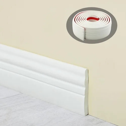 Hungbak Moldura para zócalo de espuma para despegar y pegar, panel de moldeo con acabado de riel de la silla, calafateo y tiras de suelo para
