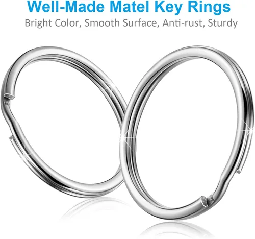 Miniatura 3 de YHYZ Llaveros de 1.5 pulgadas a granel (100 piezas, redondos), 1.496 in (1 1/2 pulgadas), llaveros de metal plateado para llavero Kechain, collar