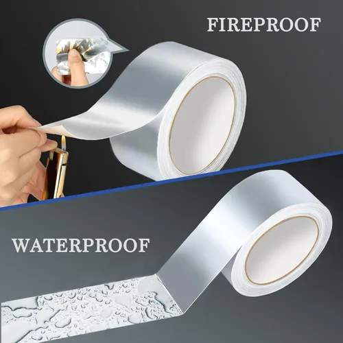 Miniatura 4 de Cinta de papel de aluminio, 3 pulgadas x 65 pies (3.9 mil), cinta HVAC resistente, cintas metálicas adhesivas aislantes para conductos, tubos