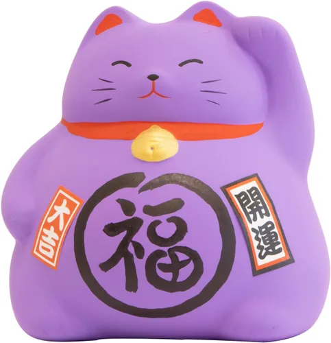 Miniatura 13 de JapanBargain Figura japonesa de gato de la suerte de Maneki Neko, estatua de cerámica de gato de la fortuna de Feng Shui para riqueza y buena Dorado