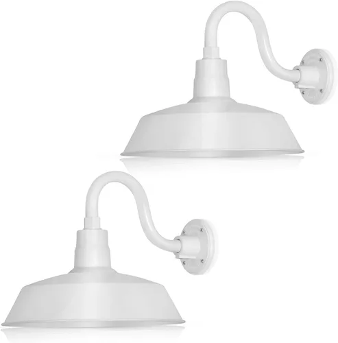 Miniatura 29 de 14 pulgadas. RLM Warehouse - Pantalla con brazo de cuello de cisne y bombilla Led A19 5000K de 9W Galvanizado (paquete de 2)