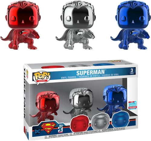 Miniatura 2 de Funk Pop! DC Comics- Superman 3 Pack 2018 Convención de Otoño Edición Limitada Exclusiva Cromo
