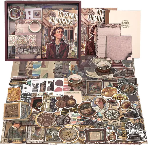 Miniatura 11 de Kit de Suministros para Scrapbooking, Kit de Scrapbook Estético Botánico Vintage para Bullet Journal Junk Journal A6 Cuaderno de Cuadrícula