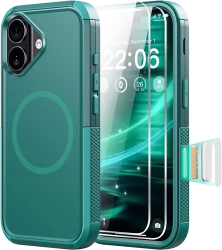 Miniatura 14 de Diverbox Funda para iPhone 13 [compatible con MagSafe] [con protector de pantalla] [a prueba de golpes] [a prueba de caídas] Funda de protección