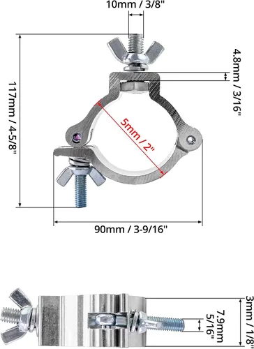 Miniatura 6 de QWORK Abrazadera de luz de escenario, paquete de 20 abrazaderas de iluminación de aleación de aluminio de alta resistencia de 2 pulgadas, capacidad