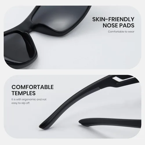 Miniatura 4 de Cyxus Polarized TR90 Cycling Sunglasses Men Women Rectangle Glasses Running Fishing Bike Baseball Sport Golf Driving 1070 1-marco negro mate negro