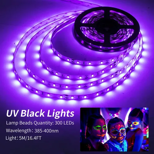 Miniatura 3 de Tira de luces negras de 20 pies, 360 LED, tira de luces LED, luces de cinta, accesorios de luz negra morada flexible de 12 V, cinta LED