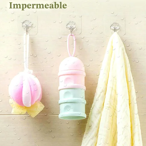 Miniatura 4 de Jwxstore Paquete de 12 ganchos autoadhesivos resistentes, 33 libras máximo, transparentes, impermeables, ganchos de pared adhesivos para llaves