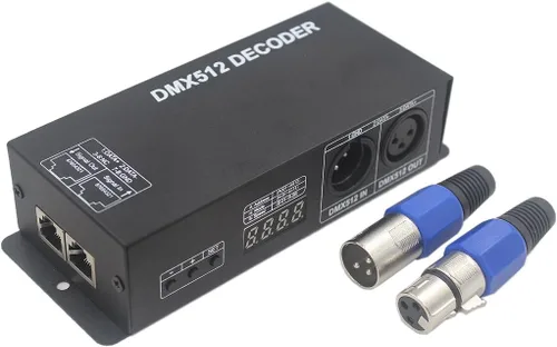 Miniatura 2 de JOYLIT Controlador de decodificador LED DMX512 4 canales 4X4A 192W Pantalla digital DC 12V-24V para RGBW 5050 3528 Luz de tira LED 4 canales X 4A