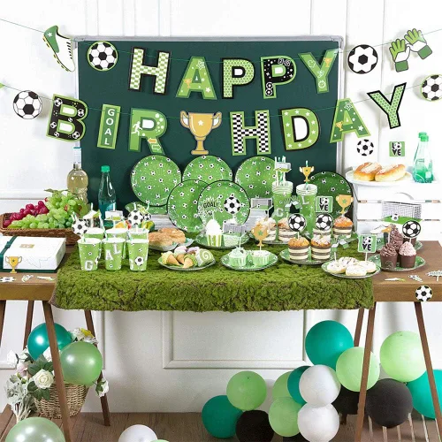 Miniatura 6 de Werich Cartel de Feliz Cumpleaños de Fútbol de Fútbol Banderines colgantes para decoración de fiestas de fanáticos del fútbol Suministros