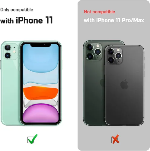 Miniatura 2 de LOHASIC Funda de cuero para iPhone 11, piel sintética delgada con marco galvanizado, agarre antideslizante, parachoques de TPU suave, funda Negro