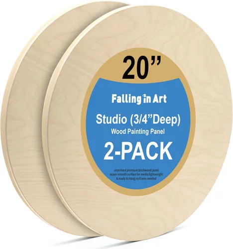 Miniatura 10 de Falling in Art Kit de paneles de lona de madera de abedul redondos sin terminar, 4 paquetes de 2 tamaños de 8 pies y 12 pies, 3/4 pulgadas