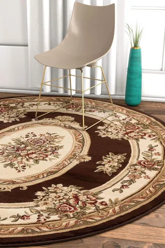 Miniatura 27 de Alfombra de pastoral con medallón de tejido suave y grueso, estilo europeo, con diseño floral y tradicional, fácil de limpiar, moderna, clásica