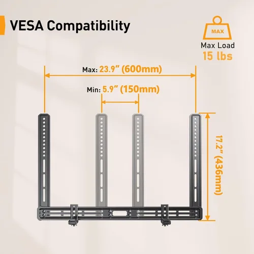 Miniatura 2 de Soporte para barra de sonido Perlegear, soporte para barra de sonido con agujeros/sin agujeros, soportes para barra de sonido debajo
