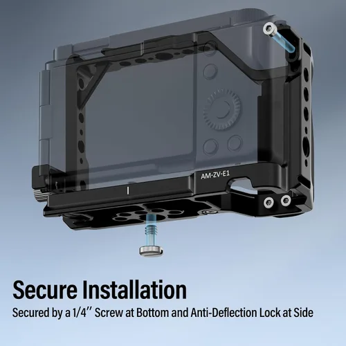Miniatura 3 de SIRUI Jaula para cámara Sony ZV-E1 con agarre de silicona y abrazadera para cable para HDMI, placa de liberación rápida integrada para tipo Arca