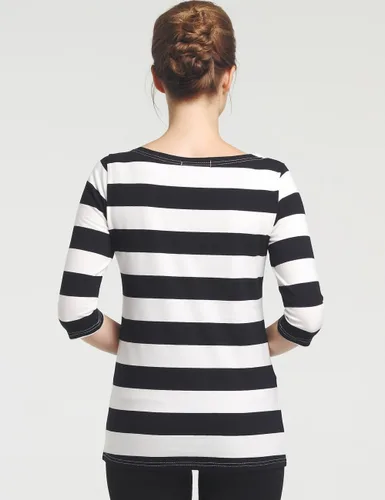 Miniatura 2 de Camii Mia - Playera a rayas de algodón con mangas 34, para mujer.