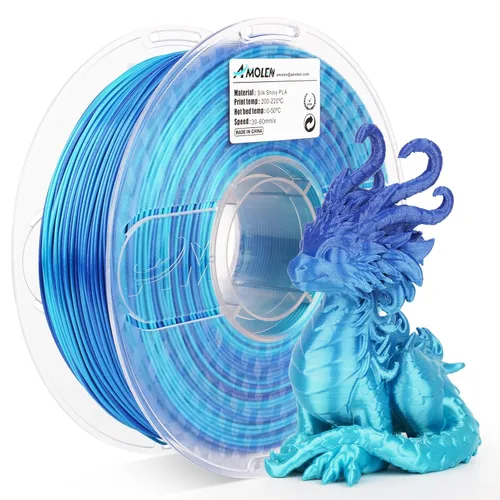 Miniatura 10 de AMOLEN - Filamento de seda PLA para impresora 3D de 1.75mm, filamento brillante blanco para impresión 3D, carrete de 1kg (2.2 libras), compatible