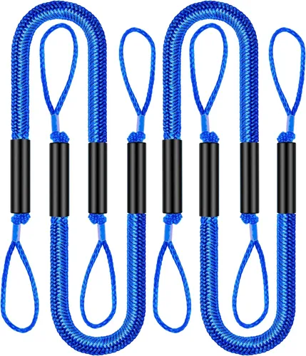 Cuerda de amarre elástica para barcos, kayak, moto acuática, pontón, canoa, lancha motora, azul (4X)
