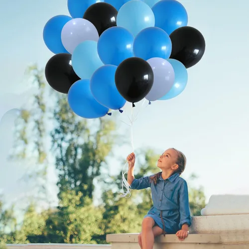 Miniatura 7 de Juego de Globos de Juego Azul y Negro, 60 Piezas, 12 Pulgadas de Azul Claro y Azul Oscuro para Decoraciones de Fiesta de Videojuego, Fiesta