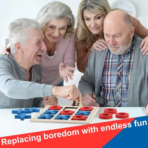 Miniatura 5 de Seenelling Juego de madera jumbo de Tic Tac Toe Actividades de demencia para personas mayores con Alzheimers con plantillas de rompecabezas y juego