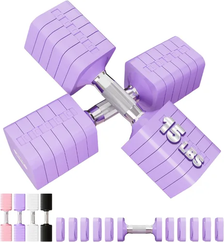 Miniatura 12 de Juego de mancuernas ajustables de 15 libras, 20 libras, 40 libras, 50 libras, juego de mancuernas de peso libre para mujeres y hombres