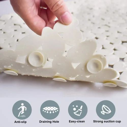 Miniatura 4 de SONGZIMING Tapete de Bañera Antideslizante de Guijarros para Baño y Ducha con Orificios de Drenaje, Tapete con Ventosas para Bañera