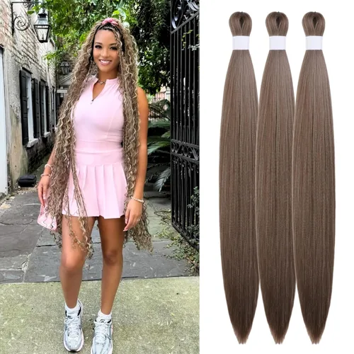 Miniatura 75 de Pelo corto negro trenzado preestirado de 14 pulgadas para trenzas sin nudos, pelo sintético 1B trenzado para trenzas Bob Box