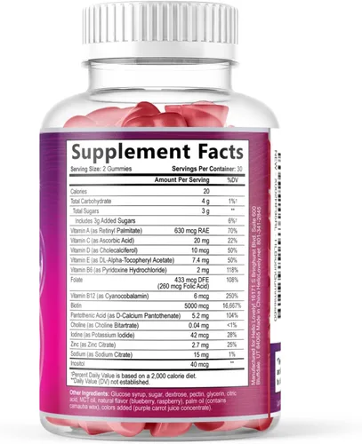 Miniatura 9 de Gomitas de vitaminas para el cabello con biotina, 5000 mcg por porción, apoyo al crecimiento del cabello con vitaminas E y C para un cabello más