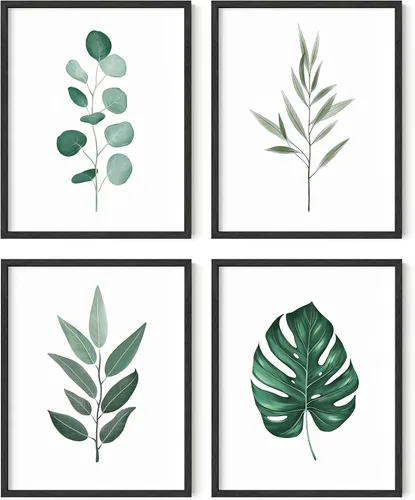 Miniatura 9 de HAUS AND HUES Arte de pared floral gris, juego de 4 pósteres de plantas para pared vintage, impresiones botánicas, cuadros de flores en blanco