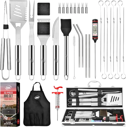 Miniatura 10 de Kaluns Accesorios para Barbacoa, Regalos para Papá para Navidad, Regalos para Barbacoa, Juego de Herramientas para Barbacoa de Acero Inoxidable