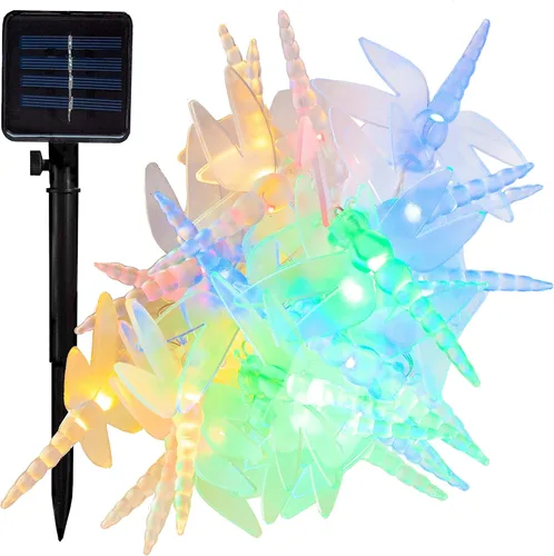Miniatura 11 de Hometown Evolution, Inc. Tira de luces de burbujas de aire alimentadas por energía solar, 30 LED blanco cálido, 8 modos, impermeable al aire libre