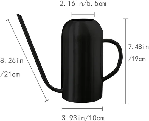 Miniatura 2 de Regadera de metal con boquilla larga de 40 oz/1.3 L, regadera de acero inoxidable para plantas de interior y exterior, negro mate