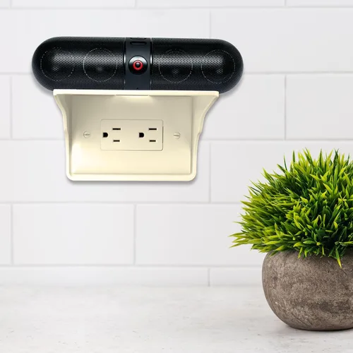 Miniatura 2 de Power Perch - Organizador de estante horizontal para altavoces Alexa Echo Dot, teléfono, soporte de pared con correa de almacenamiento de cable