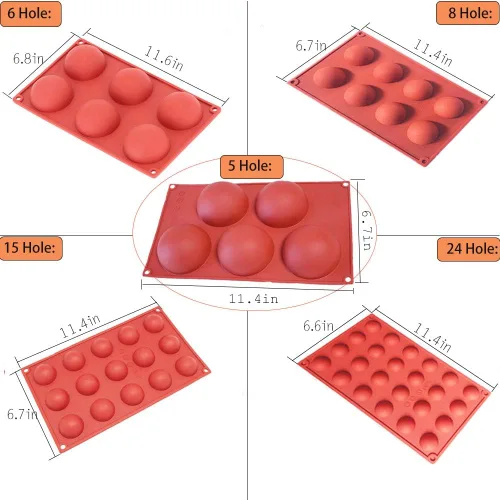 Miniatura 2 de Molde de silicona semicircular, media esfera para chocolate, caramelos y gomitas, juego de utensilios para hornear y decorar pasteles, cúpulas